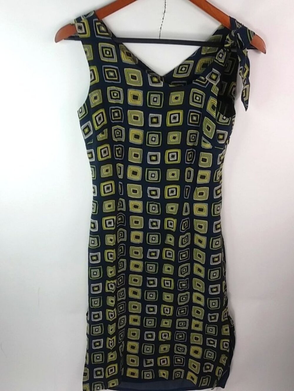 Yansi Fugel 4 Modern Chiffon Teal Yellow Sheath Dress